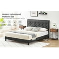 thumbnail image 1 of Bed Frame, Upholstered Platform Bed Frame with Adjustable Button Tufted Headboard, Wooden Slats Support, No Box Spring Needed, Easy Assembly, 1 of 9