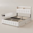 Bed Frame with 2 Storage Drawers, Upholstered Bed Frame Queen with LED ...