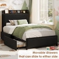 thumbnail image 1 of Bed Frame with 2 Storage Drawers and Charging Station, Upholstered Platform Bed Frame with Storage Headboard, 1 of 6
