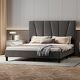 thumbnail image 1 of Bed Frame with Adjustable Headboard, Upholstered Bed with Wooden Slats Support, Velvet Upholstered Platform Bedframe, No Spring Box Needed, 1 of 10