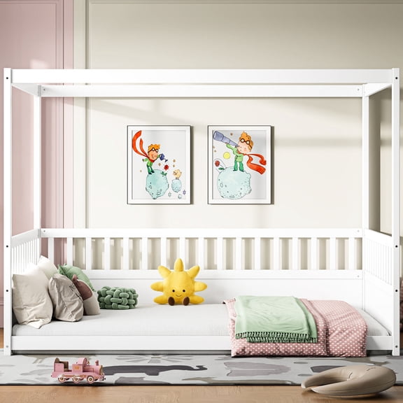 Bed Frame with Customizable Canopy | Create a Cozy Nook | Relaxing Sleep Atmosphere