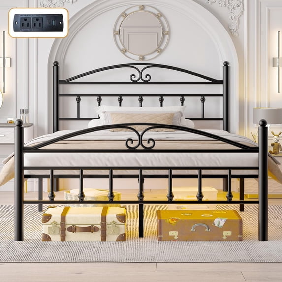 Bed Frame with Headboard,Black Platform Bed Frame Size with Lights ...