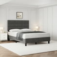 thumbnail image 1 of Bed Frame with Headboard, Linen Upholstered Twin Bed Frames with Solid Wooden Slats Support, No Box Spring Needed, Noise-Free, Grey, 1 of 9