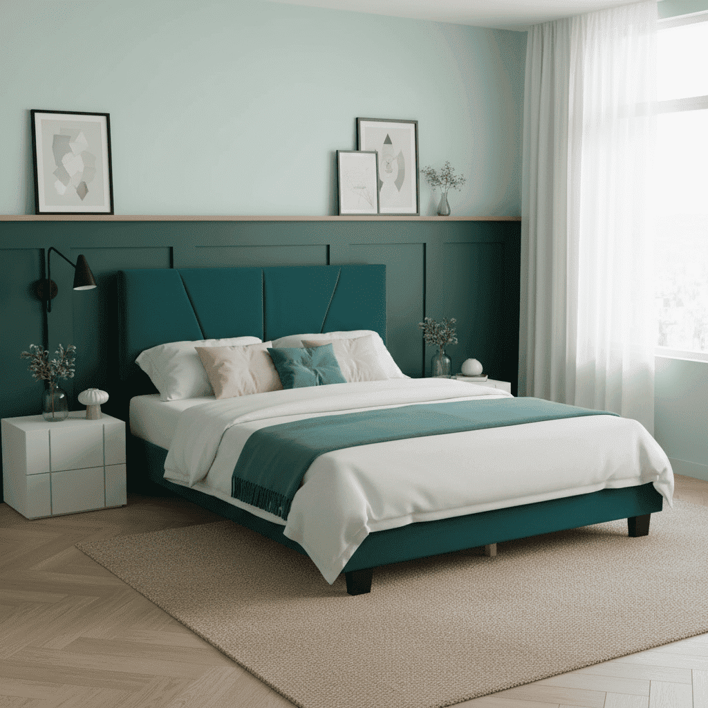 BRGMAUS Queen Bed Frame, with Headboard, , Heavy Duty Feet, Easy Assembly, Linen/Velvet Upholstered Bed Frame with Wood Slats Support, Queen Bed Frame (Green)