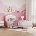 thumbnail image 1 of Bed Frame with LED Headboard, Plush Sherpa Fabric Upholstery, Slat Support (No Box Spring Needed), 1 of 7