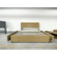 thumbnail image 1 of Bed Frame with Rattan Headboard, 4 Storage Drawers, Integrated Support Slats, Metal Frame with Wood Reinforcement, Bohemian Style Design, 1 of 3