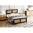 thumbnail image 1 of Bed Frame with Rattan Headboard and Footboard, Black Rattan Platform Bed Frame, Mattress Foundation, Noise-Free, No Box Spring Needed, Easy Assembly, 1 of 7