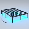 thumbnail image 1 of Bed Frame with USB Charging Station, King Bed Frame with LED Lights, Platform Bed Frame with Heavy Duty Steel Slats, 14" Storage Space Beneath Bed, 1 of 9