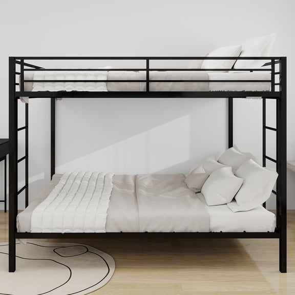 Bed Frames Multi - Functional Square Tube Iron Bunk Bed, Twin - Size Upper & Full - Size Lower Bed, Robust Metal Frame Resists Wear, Ideal for Optimizing Vertical Space in Any Room,Adjustable Bed Bas