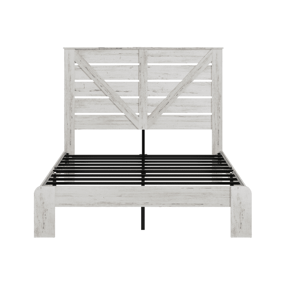 Bed Frames Queen Bed Frame Headboard , Wood Platform Bed Frame , Noise Free,No Box Spring Needed and Easy Assembly Tool,Large Under Bed Storage,White,Adjustable Bed Base