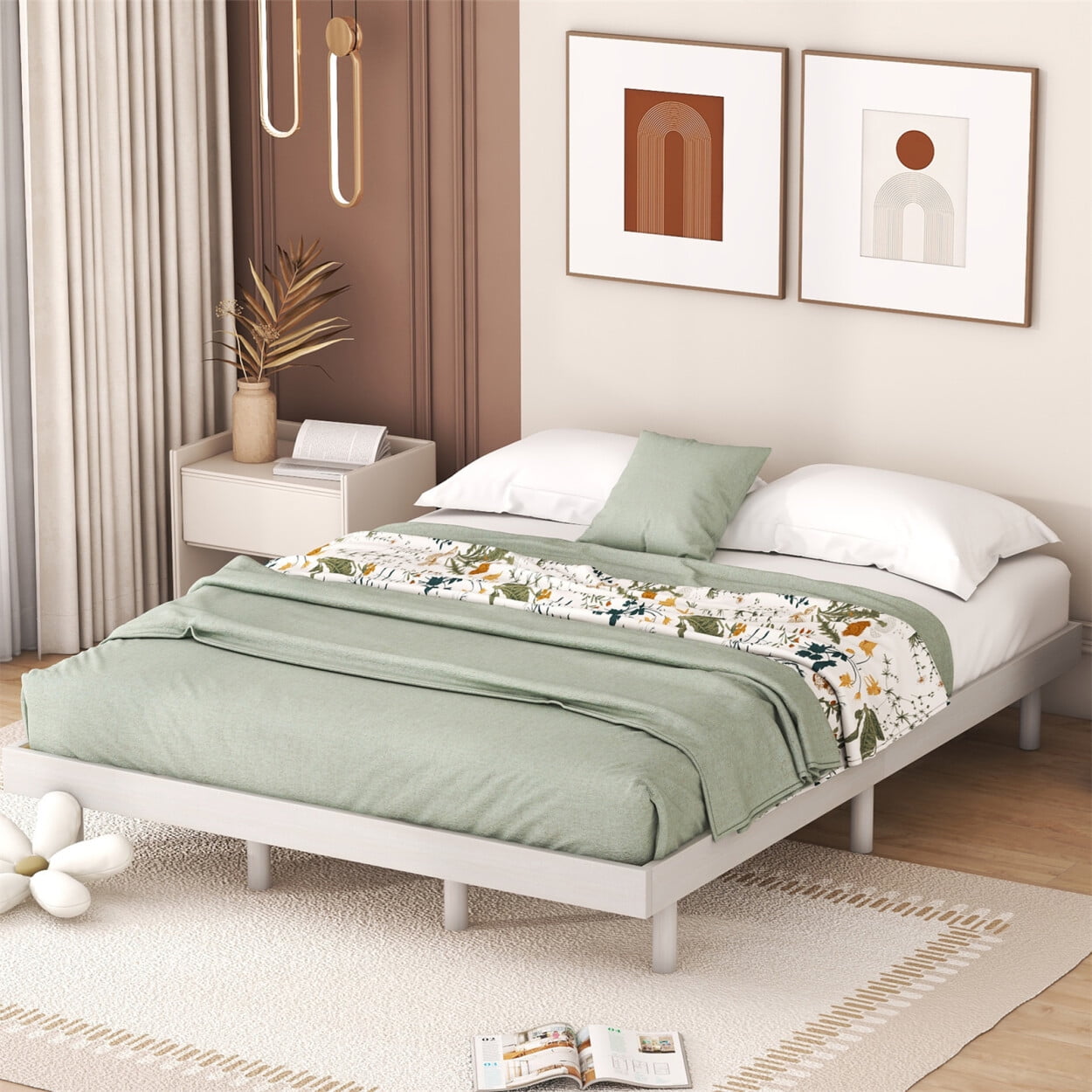 Bed Frames, Queen Floating Platform Bed Frame with Concise Design