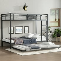 Bed Frames Twin XL over Twin XL Metal Bunk Bed with Twin Size Trundle, Black,Storage Beds Frames