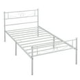 thumbnail image 1 of Bed FramesPlatform Bed with Headboard and Footboard Graceful Scroll Metal-Framed Bed for Dorm, Home, Ground Clearance: 12.6''/ Twin Bed/White, 1 of 5
