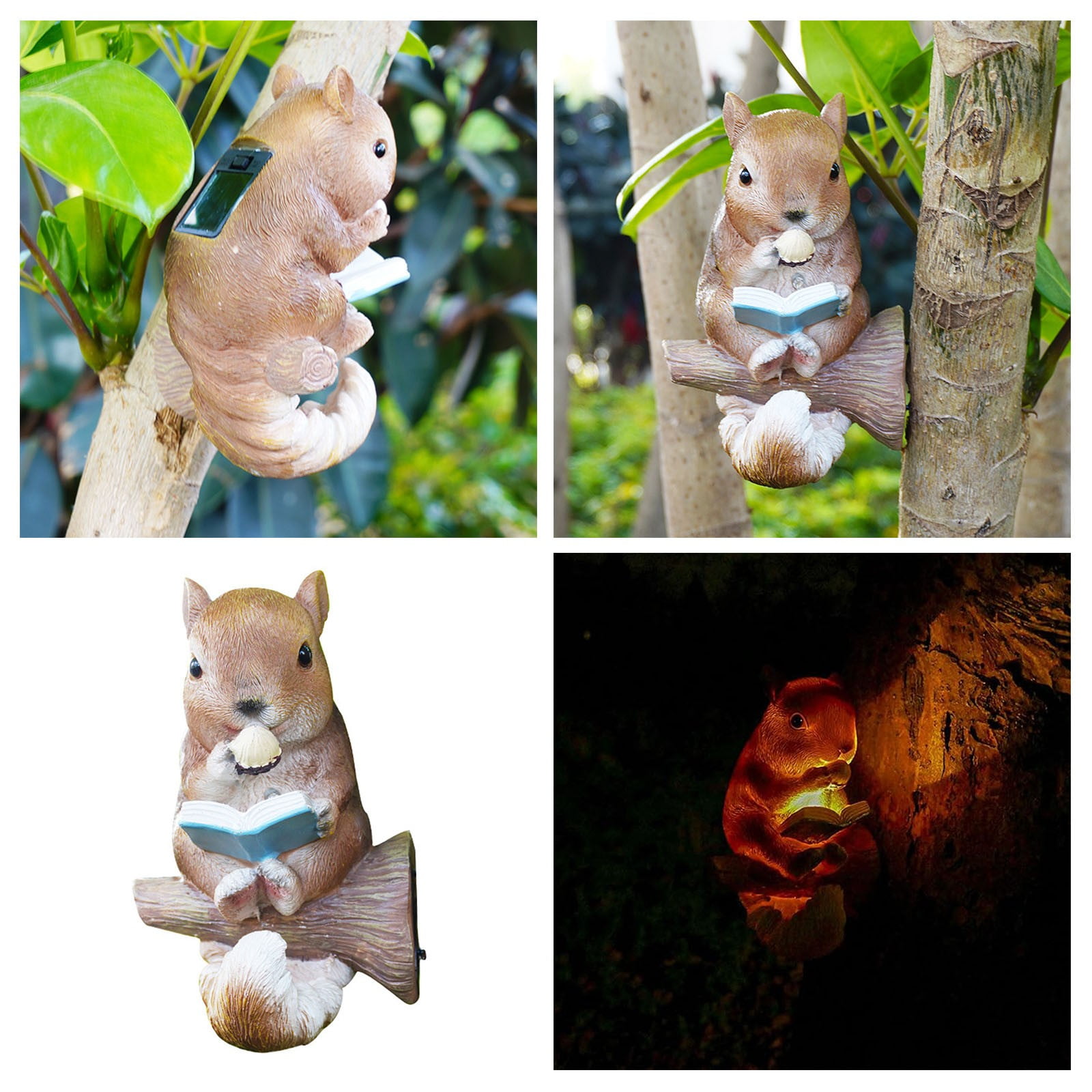 Bed Full Solar LED Squirrel Light Squirrel Solar Resin Garden