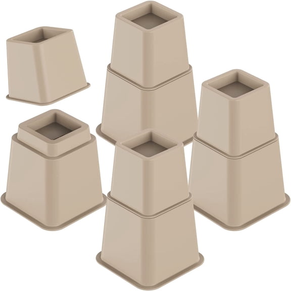 DEWEL Bed Risers Wooden Furniture 8 Piece Black 4 Large and 4 Small Size Brown