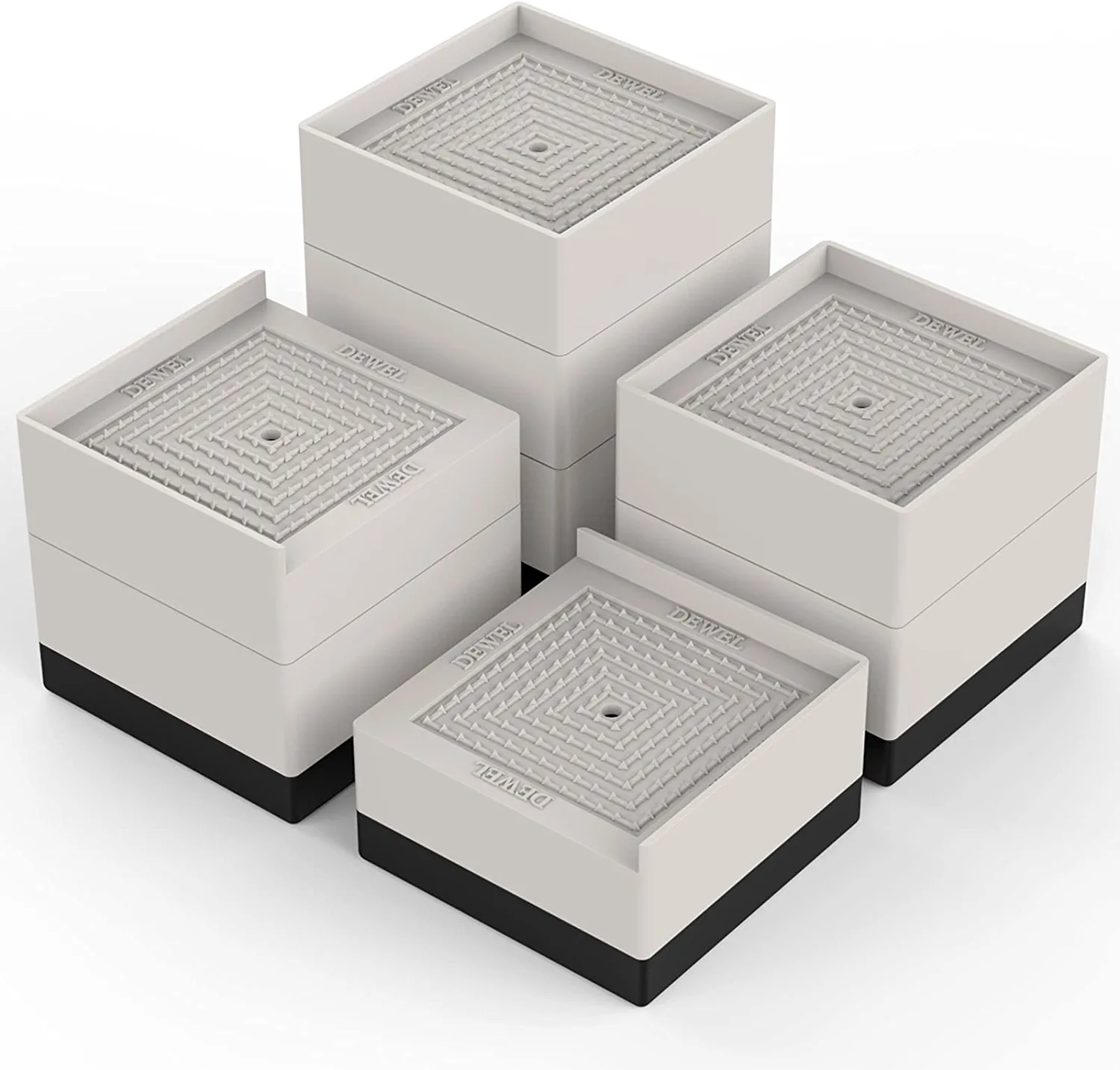 Bed Furniture Riser 4 Packs Beige Adjustable Square Heavy Duty