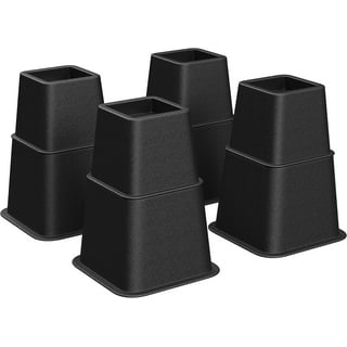 Mainstays Home Management Tall Bed Risers, Black, 4-Pack, Assembled Size 6.75 in x 6.75 in x 8 in