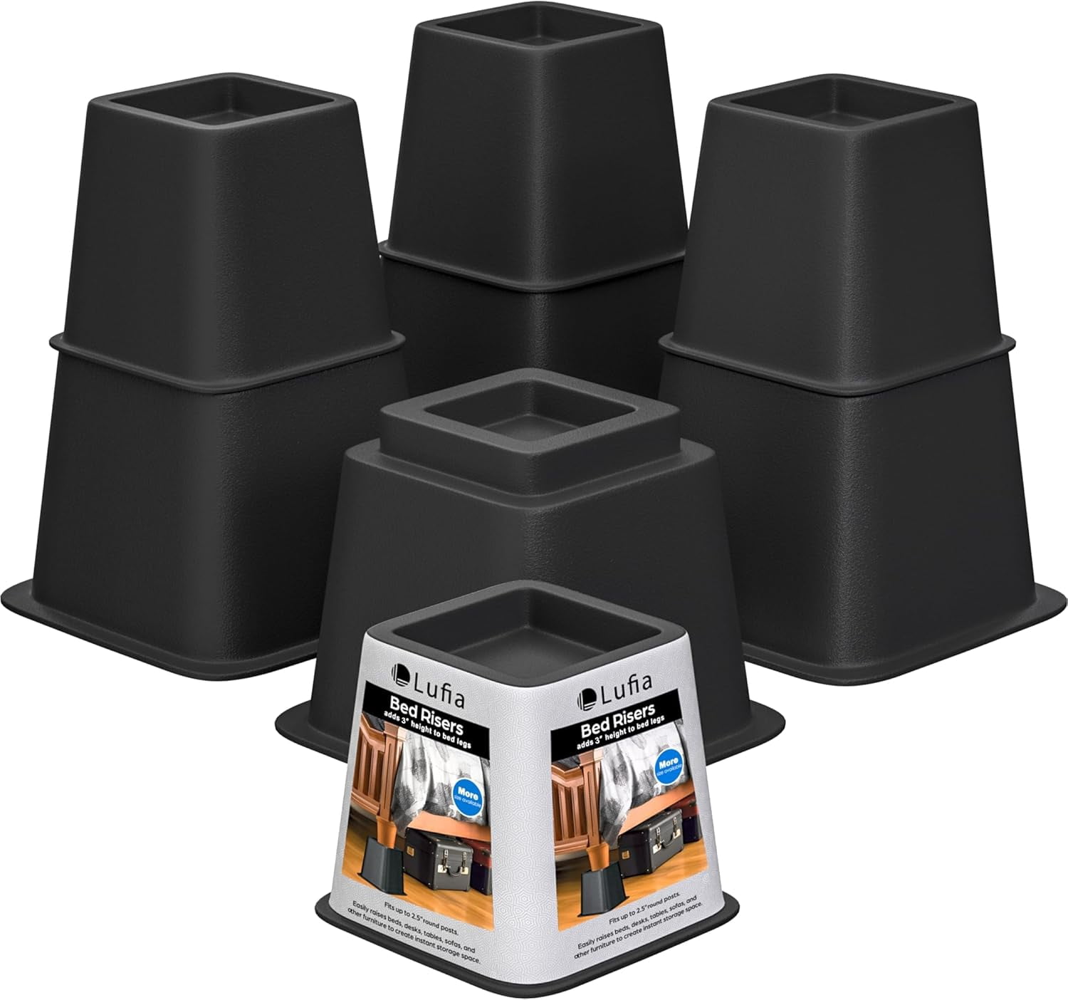 Bed Furniture Risers Heavy Duty, Elevation in Heights 8, 5 or 3 Inch ...