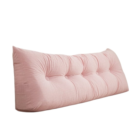 Bed Headboard Backrest Cushion With Side Pocket, Long Wedge Reading Pillow Soft Support Headboard Pillow for Bed Sofa Home Interior 23.6 in.Pink