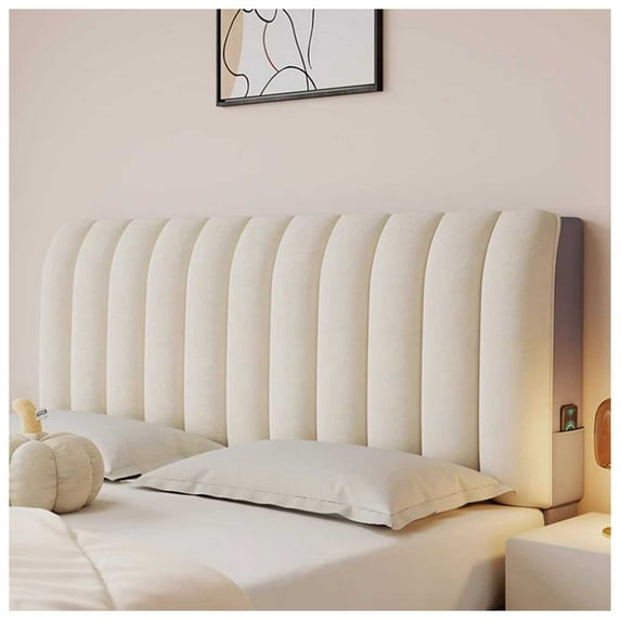 Bed Headboard Cover Protector Padded, Multifunctional Bed Headboard Padded,Dustproof Stretch Solid Color Quilted Bed Head Covers, Washable