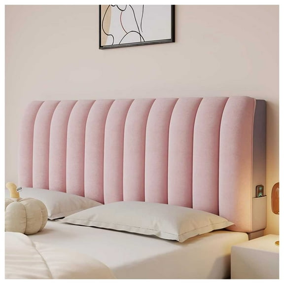 Bed Headboard Cover Protector Padded, Multifunctional Bed Headboard Padded,Dustproof Stretch Solid Color Quilted Bed Head Covers, Washable