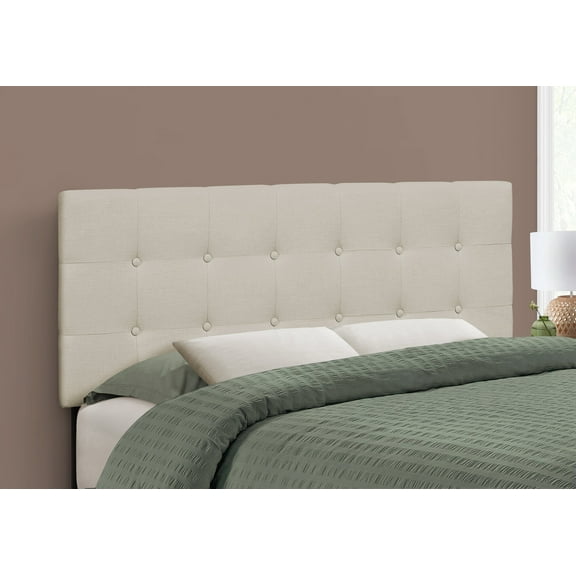 Bed, Headboard Only, Full Size, Bedroom, Upholstered, Beige Linen Look, Transitional,