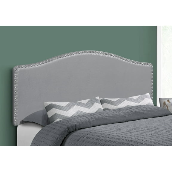Bed, Headboard Only, Queen Size, Bedroom, Upholstered, Grey Leather Look, Transitional,