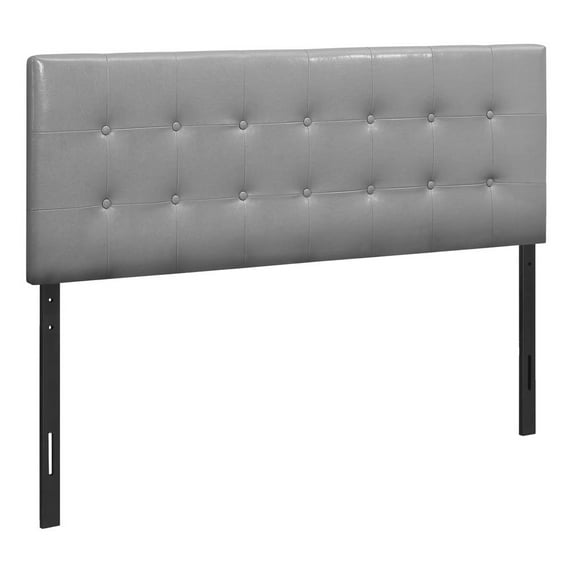Monarch Bed, Headboard Only, Queen Size, Bedroom, Upholstered, Grey Leather Look