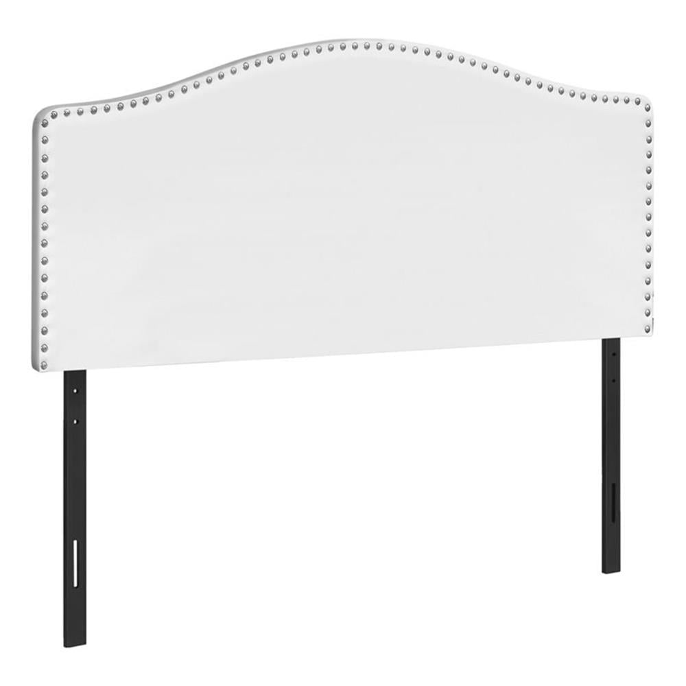 63" Upholstered White Leather-Look Headboard for Queen-Size Bed