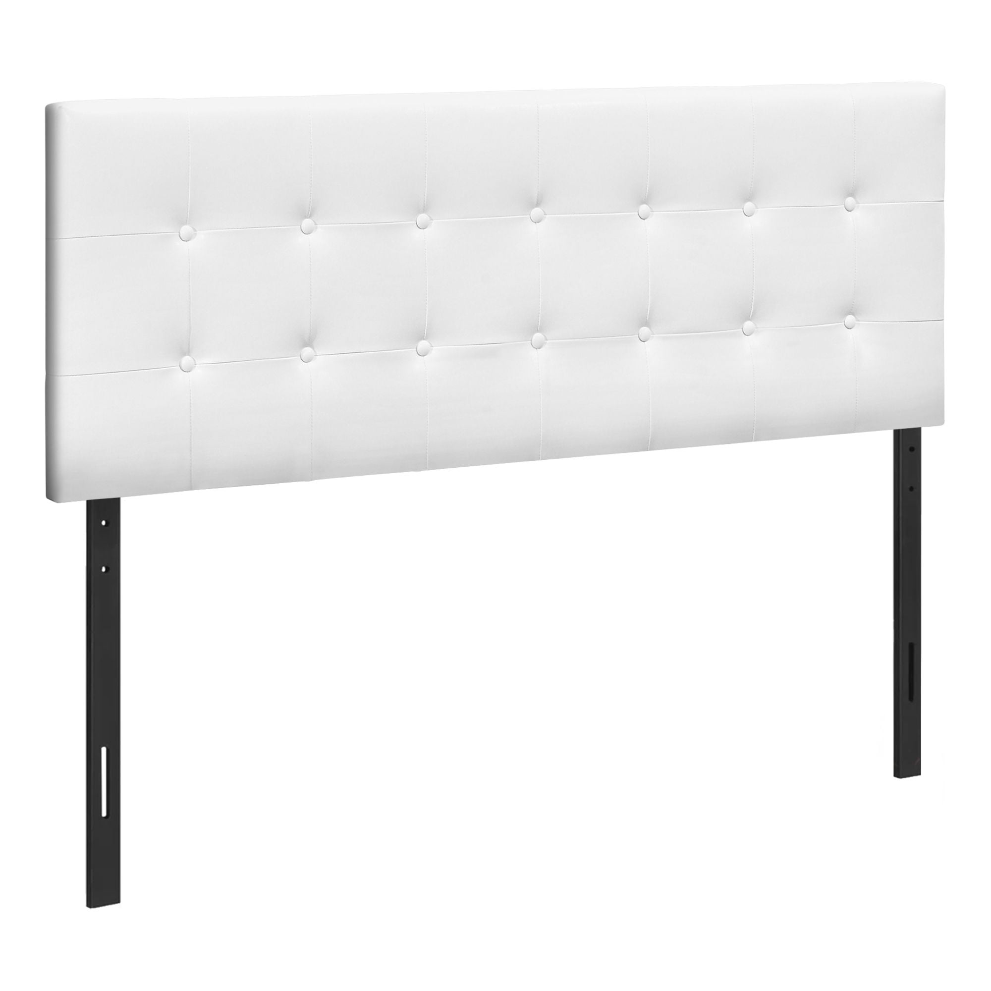63" White and Black Contemporary Button-Tufted Upholstered Queen Size Bed Headboard