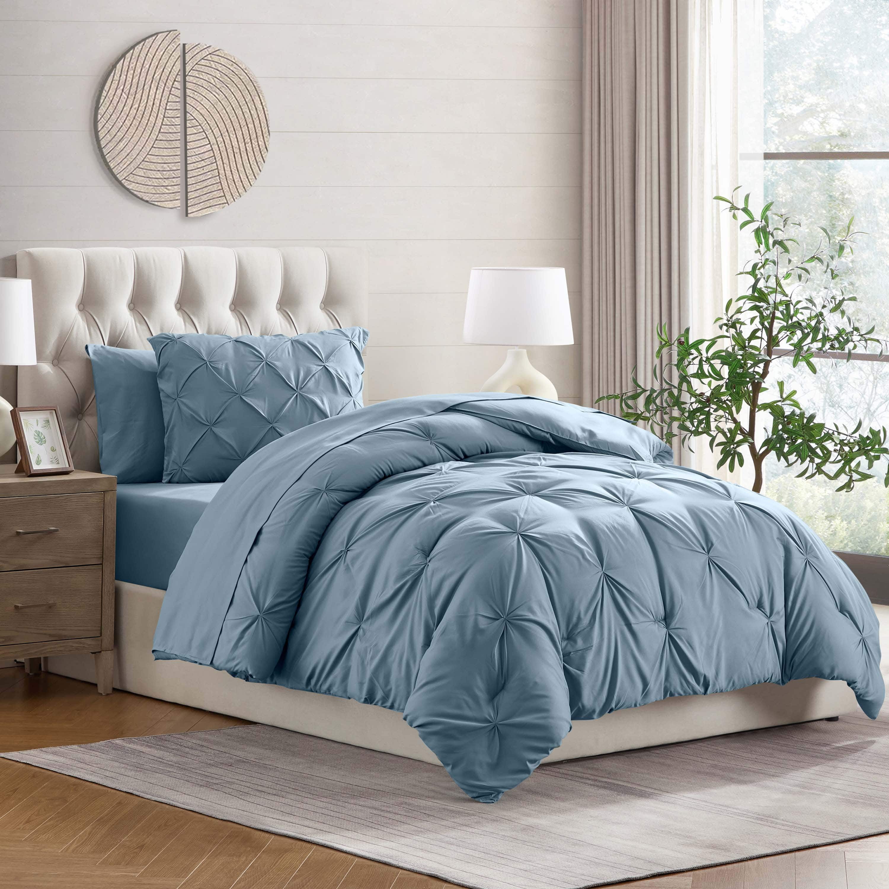 Twin XL Light Blue Microfiber Down Alternative Comforter Set