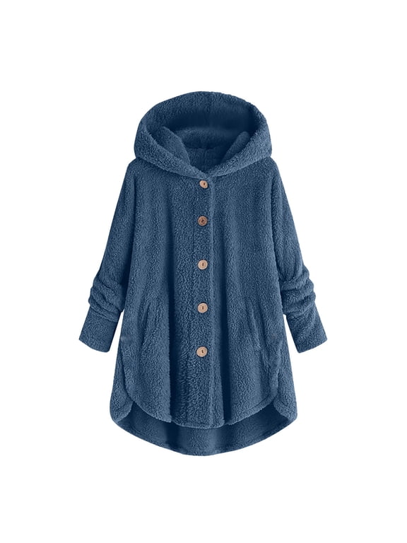 Bed Jackets for Women, Fleece Jacket Women Plus Size Trendy Fuzzy Jackets Warm Button Down Winter Coats with Pockets