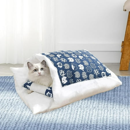 Bed Kitty Sack Washable Kitten House Self Warming Pet Hideaways with Pillow Cat Sleeping Bag for Puppy Kitten Kitty Rabbit , L L