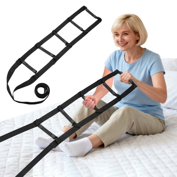 Bed Ladder Assist - 5 Handle Mobility Aid for Elderly/Disabled, Adjustable 84 Inch Pull Up Helper with 300lb Capacity, Non-Slip Grips