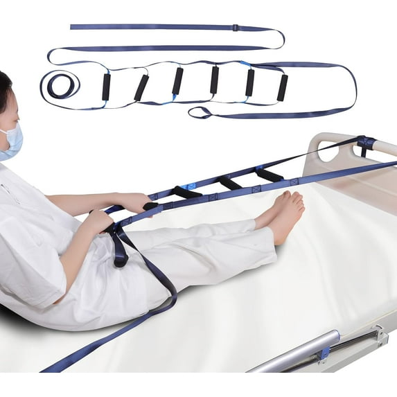 Bed Ladder Assist with 4 Handles - 160 Inch Adjustable Length, 450lb Capacity, Quick-Release Buckles, Mobility Aid for Elderly, Handicapped & Injured