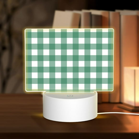 Bed Lamp 5.9in5.9in Rectangular Acrylic Light Usb Night Light Is Suitable For Bedroom Living Room Study Office And Other Scenes Dark Green Gingham