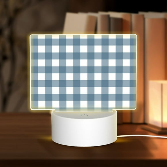 Bed Lamp 5.9in5.9in Rectangular Acrylic Light Usb Night Light Is Suitable For Bedroom Living Room Study Office And Other Scenes Grey Blue Gingham