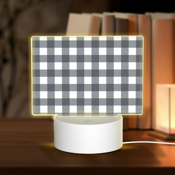 Bed Lamp 5.9in5.9in Rectangular Acrylic Light Usb Night Light Is Suitable For Bedroom Living Room Study Office And Other Scenes Grey Gingham