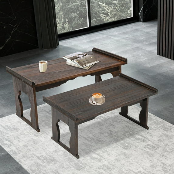 Bed Laptop Desk with Foldable Legs, Breakfast Tray Table, for Tea & Coffee, Antique Meditation Altar Table, Bay Window Wood Table