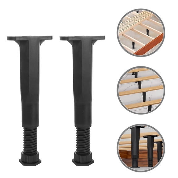 Amosfun 2-Pack Adjustable Height Black Bed Frame Legs Replacement for Furniture Support PP Material
