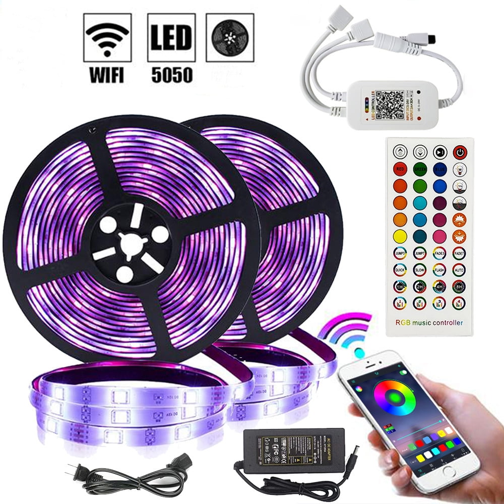 Under Bed Light Strips, 2x16.4ft RGB LED Light Strip with App Control, LED Night Light with 4 Timing Off Modes for Bed Wardrobe Cabinet Staircase Décor