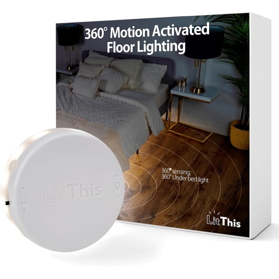 Under Bed Lights Motion Sensor Patented 360 motion activated night light for under bed light. No Installation, easily positioned, dimmable, auto on/off.