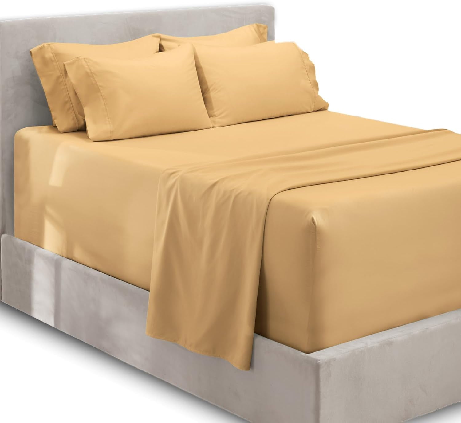 Camel Twin Size Cotton Microfiber Deep Pocket Sheet Set