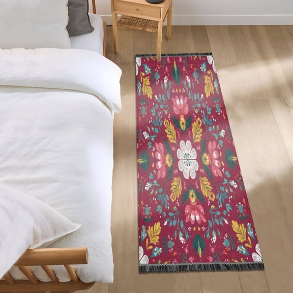 Bed Long Carpet Bed Rug 72x23.5In Indoor Non-Slip Durable Carpet Floor Mat Runner Rug Bedroom Hallway Carpet Machine Washable Beautiful Christmas Pattern