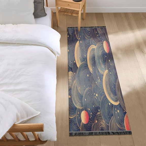 Bed Long Carpet Bed Rug 72x23.5In Indoor Non-Slip Durable Carpet Floor Mat Runner Rug Bedroom Hallway Carpet Machine Washable Beautiful Vortex Pattern