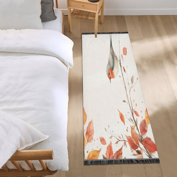 Bed Long Carpet Bed Rug 72x23.5In Indoor Non-Slip Durable Carpet Floor Mat Runner Rug Bedroom Hallway Carpet Machine Washable Cartoon Bird