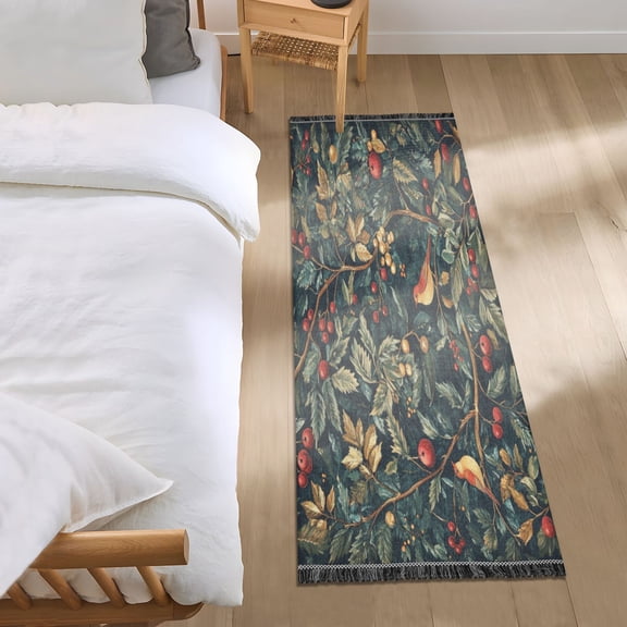 Bed Long Carpet Bed Rug 72x23.5In Indoor Non-Slip Durable Carpet Floor Mat Runner Rug Bedroom Hallway Carpet Machine Washable Christmas Bird Pattern