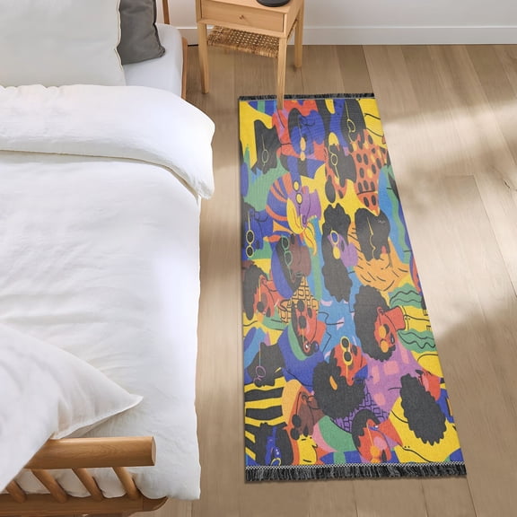 Bed Long Carpet Bed Rug 72x23.5In Indoor Non-Slip Durable Carpet Floor Mat Runner Rug Bedroom Hallway Carpet Machine Washable Cool Person