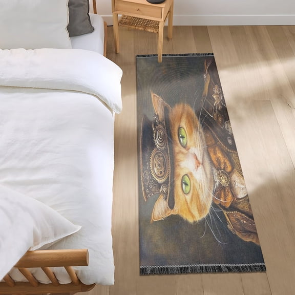 Bed Long Carpet Bed Rug 72x23.5In Indoor Non-Slip Durable Carpet Floor Mat Runner Rug Bedroom Hallway Carpet Machine Washable Formal Cat