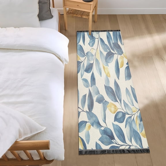 Bed Long Carpet Bed Rug 72x23.5In Indoor Non-Slip Durable Carpet Floor Mat Runner Rug Bedroom Hallway Carpet Machine Washable Pretty Leaves